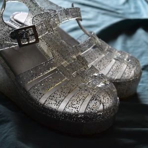 Glitter Jelly Platform Sandals